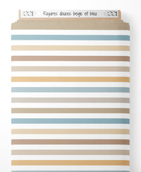 Tissu - Rayures douces beige et bleu