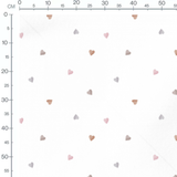 Tissu - Cœurs roses et bruns pastel