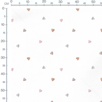 Tissu - Cœurs roses et bruns pastel