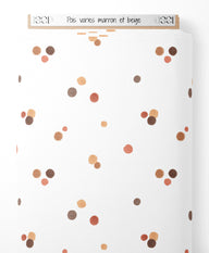 Tissu - Pois variés marron et beige