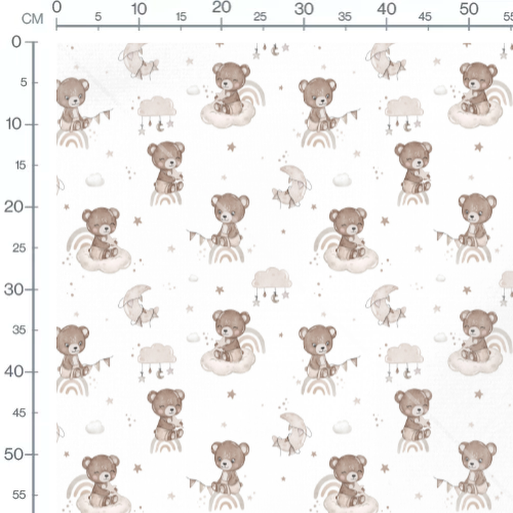 Tissu - Oursons sur nuages étoilés