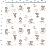 Tissu - Oursons sur nuages étoilés