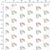 Tissu - Vélos multicolores et points