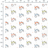 Tissu - Vélos multicolores et points