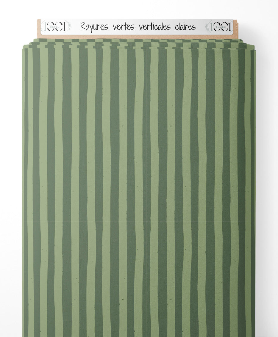 Tissu - Rayures vertes verticales claires