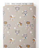 Tissu - Animaux astronautes sur fond beige