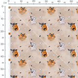 Tissu - Têtes d'animaux sur fond beige