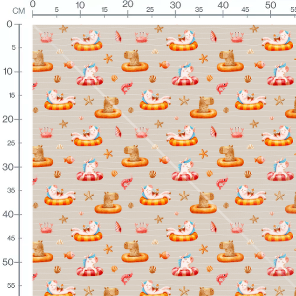 Tissu - Licornes et crabes flottants