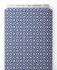 Tissu - Cercles bleus et dorés géométriques