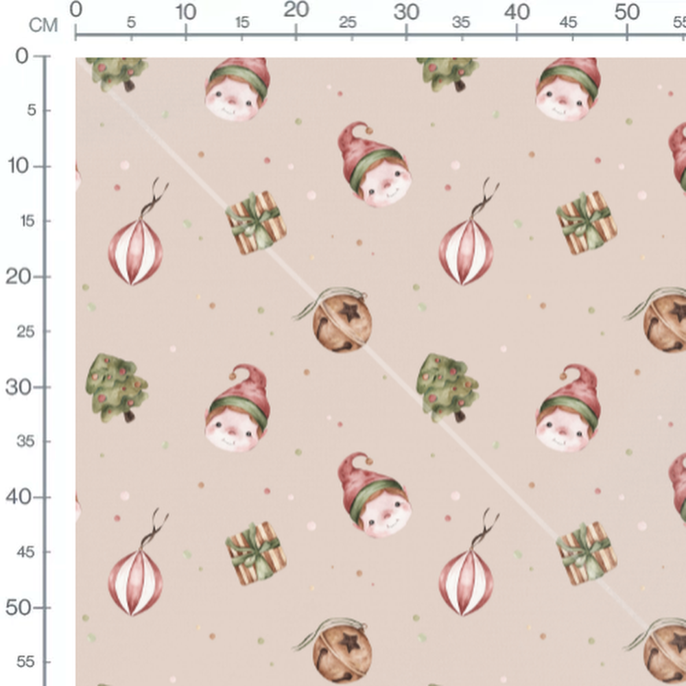 Tissu - Lutins et décorations rouges 2