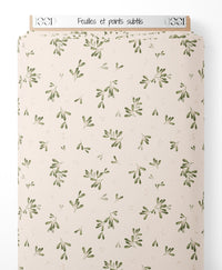 Tissu - Feuilles et points subtils