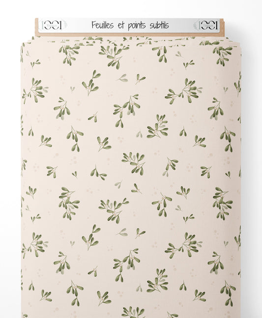 Tissu - Feuilles et points subtils