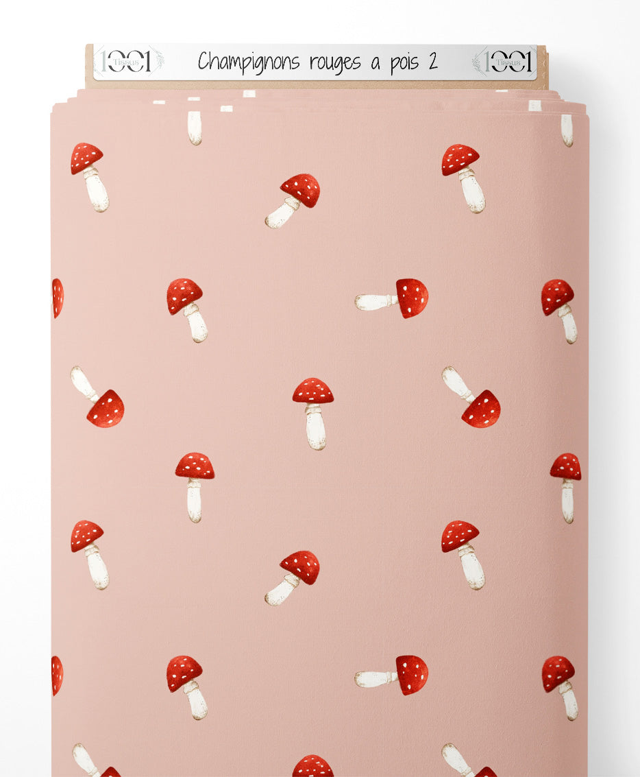 Tissu - Champignons rouges à pois 2