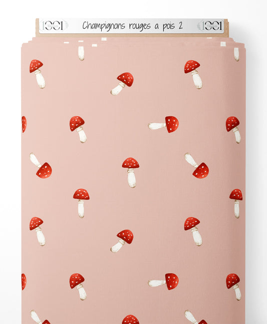 Tissu - Champignons rouges à pois 2