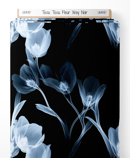Tissu - Tissu Fleur Xray Noir