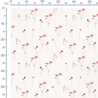 Tissu - Fleurs roses et herbes