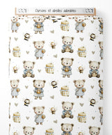 Tissu - Oursons et abeilles adorables