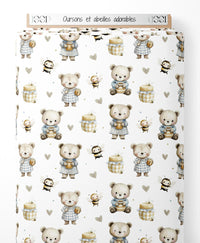 Tissu - Oursons et abeilles adorables