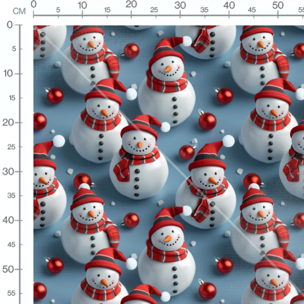 Tissu - bonhommes de neige écharpe rouge et noire 3D