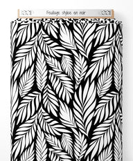 Tissu - Feuillage stylisé en noir