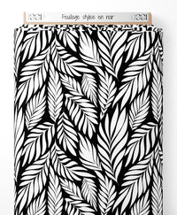 Tissu - Feuillage stylisé en noir