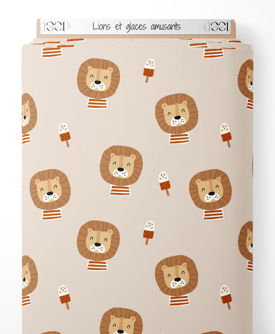 Tissu - Lions et glaces amusants