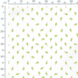 Tissu - Feuilles vertes et tiges roses