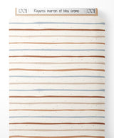 Tissu - Rayures marron et bleu crème