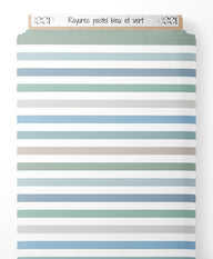 Tissu - Rayures pastel bleu et vert