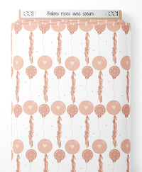 Tissu - Ballons roses avec cœurs