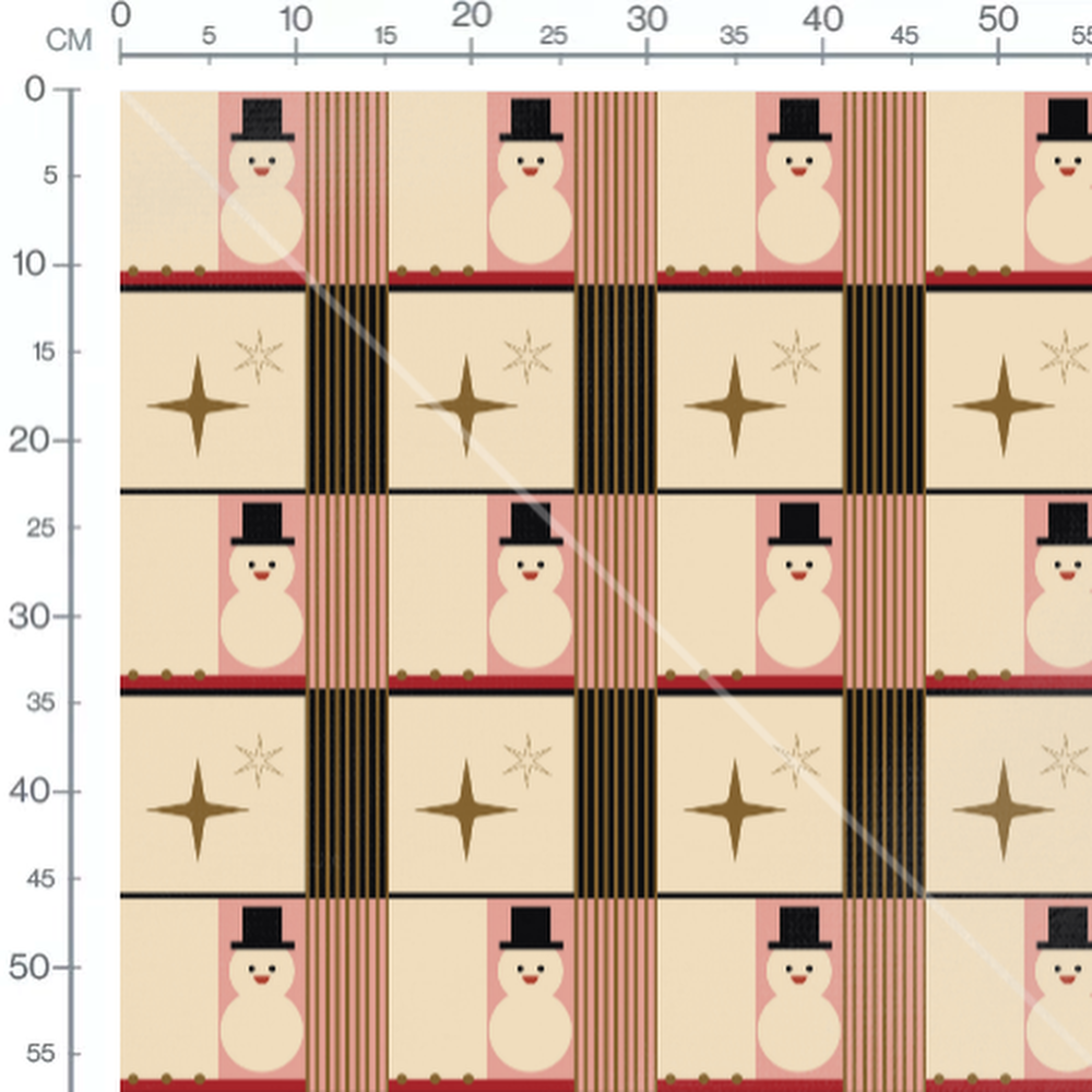 Tissu - Bonhomme de neige et étoiles