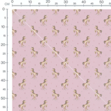 Tissu - Chevaux beiges et fleurs roses