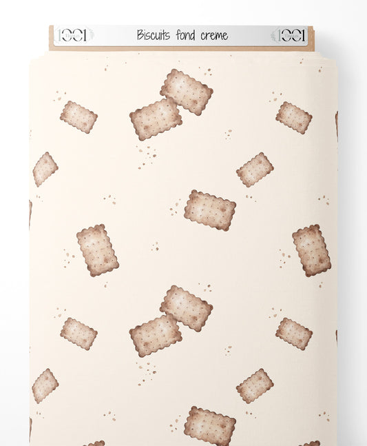 Tissu - Biscuits sur fond crème