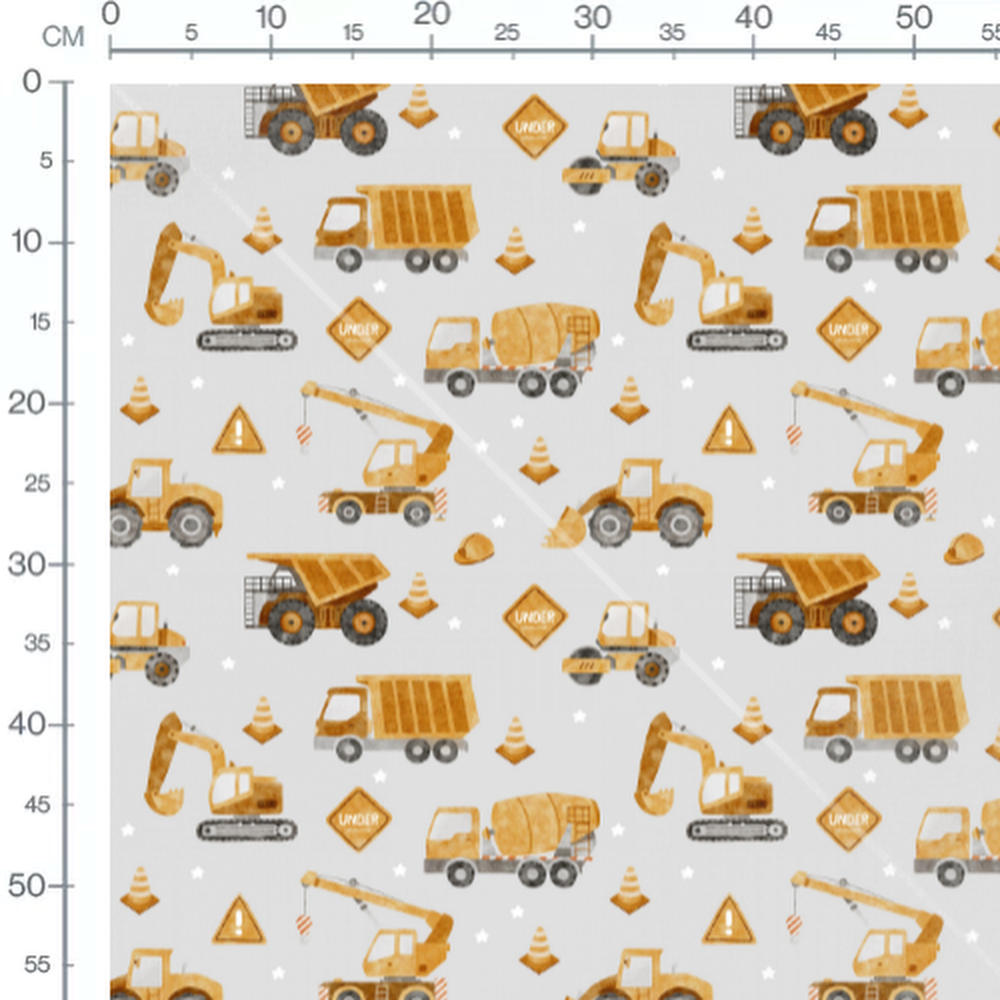 Tissu - Engins de chantier marron