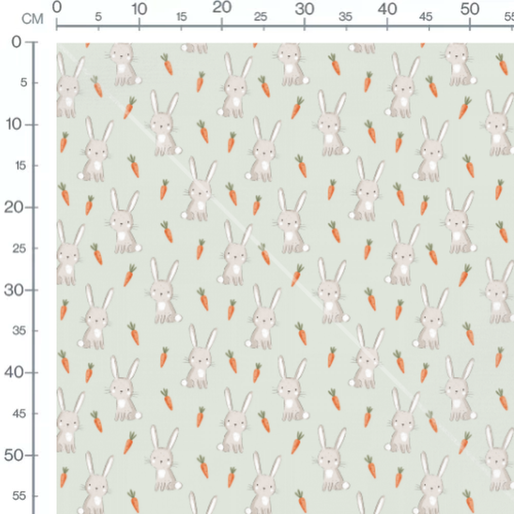 Tissu - Lapins doux et carottes vives