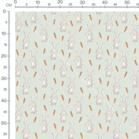 Tissu - Lapins doux et carottes vives