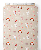 Tissu - Lapins parisiens sur beige