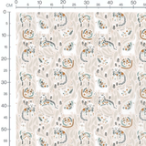 Tissu - Animaux fleuris sur fond beige
