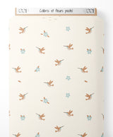 Tissu - Colibris et fleurs pastel