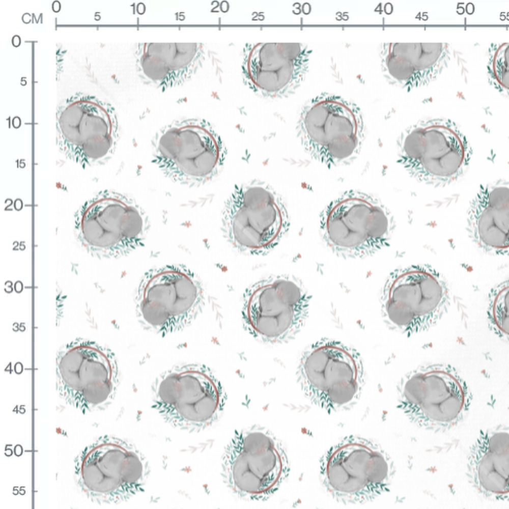 Tissu - Éléphants et feuillages