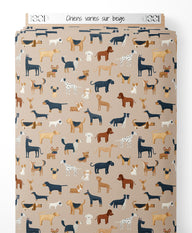 Tissu - Chiens variés sur beige