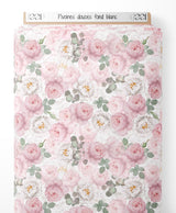 Tissu - Pivoines douces sur fond blanc