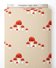 Tissu - Champignons rouges variés