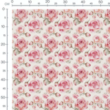 Tissu - Roses roses et vertes