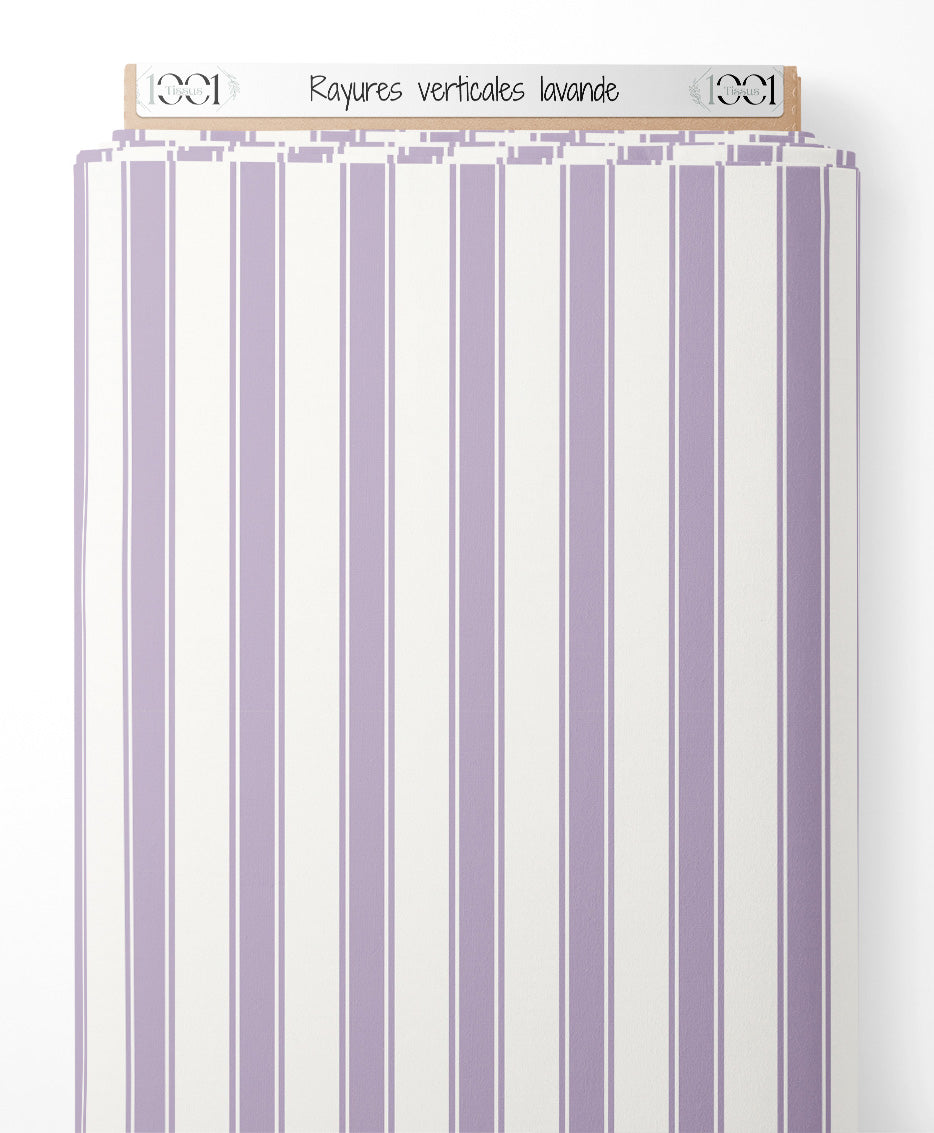 Tissu - Rayures verticales lavande