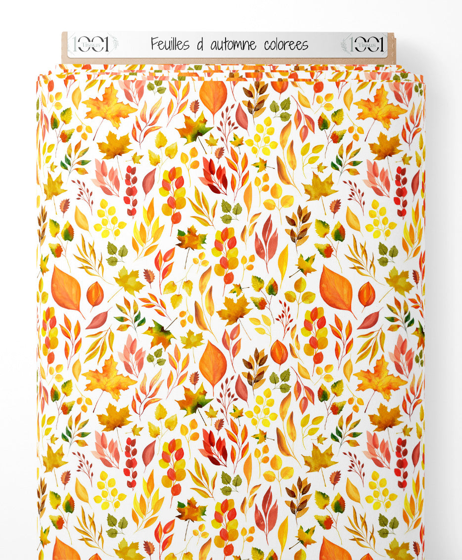 Tissu - Feuilles d'automne colorées