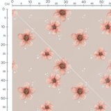 Tissu - Fleurs roses avec bulles blanches