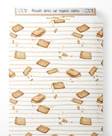 Tissu - Biscuits dorés sur rayures claires