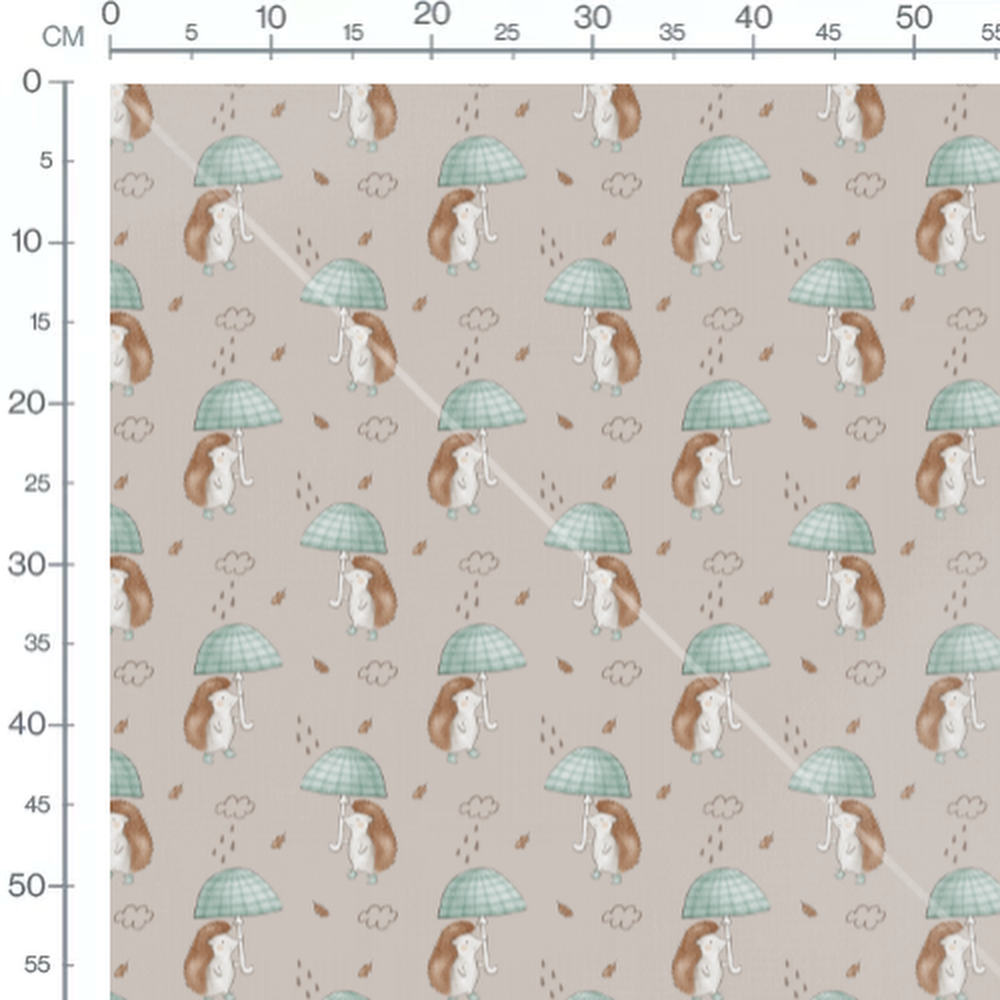 Tissu - Hérissons parapluies verts