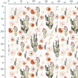 Tissu - Cactus et roses pastel